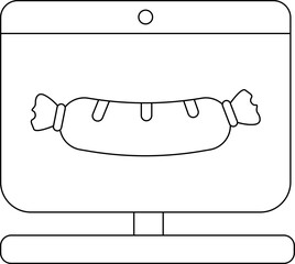 laptop monitor icon and sausage icon with white background