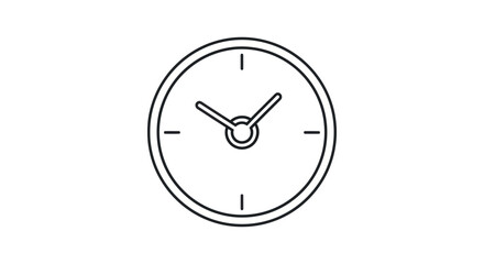 Simple Line Drawing of an Analog Clock Face.