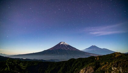 Naklejka premium Night Sky Volcanoes Mountain View