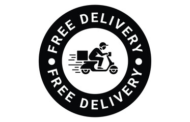 Free delivery icons, truck and arrow for shipping or courier service vector 24 hours express order symbols. Free delivery stickers with van car and parcel box or mail package for express shipping