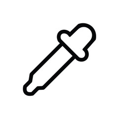 Simple black outline icon of a dropper or pipette a laboratory tool used for dispensing liquids drop by drop isolated on a white background