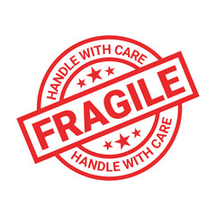Fragile package icons set, handle with care logistics and delivery shipping labels. Fragile box, keep dry umbrella, cargo warning vector signs