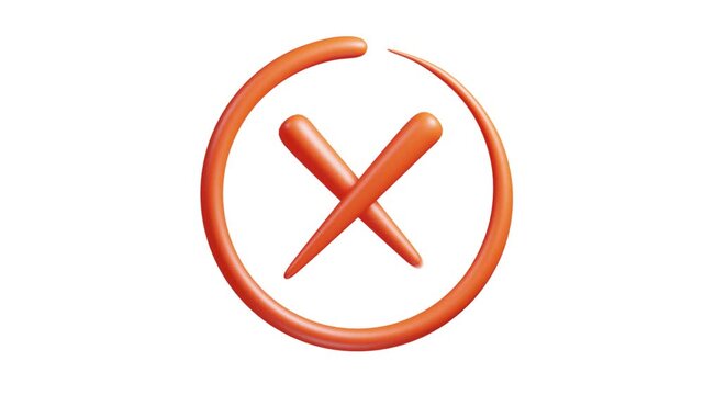 3D Reject Crossmark Animation | Alpha Loop