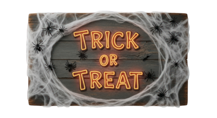 Spooky trick or treat halloween on transparent background