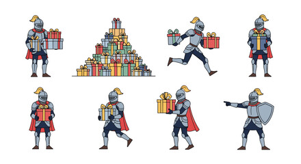 Knights delivering gifts festive holiday celebration season celebration