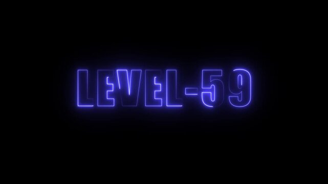 Level 59 neon glowing text on black background futuristic digital achievement progress success - Powered by Adobe
