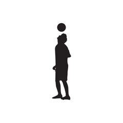 Player balancing ball silhouette. Casual pose of player balancing a ball, playful icon for kids and sport.