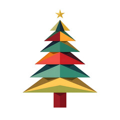 Obraz premium Geometric Christmas Tree Festive Holiday Design, Simple Star isolated on transparent background Generative AI.