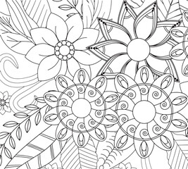 Decorative floral element coloring pages for adults 
