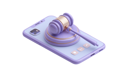 Online Auction Concept with Gavel on Smartphone