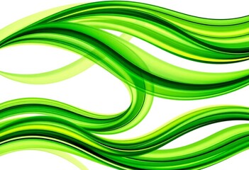 Abstract spring wave pattern, vibrant green and yellow on white, nature, springtime