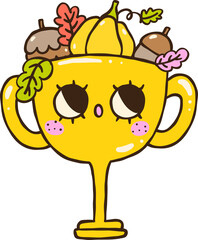 Cute Autumn Back to School Trophy with Fall Leave Illustration