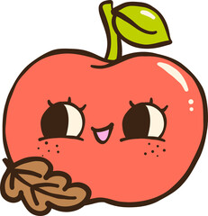 Cute Autumn Back to School Apple with a Face