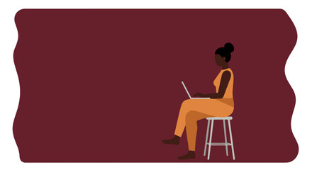 Black woman concentrating on her laptop, embodying modern remote work and digital lifestyle concepts. Perfect for business and education.