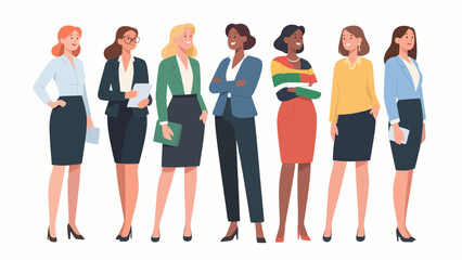 Fototapeta premium Diverse group of professional women standing together in formal attire