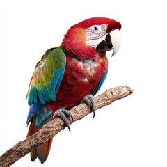 Colorful parrot perched on branch, showcasing vibrant feathers and striking appearance
