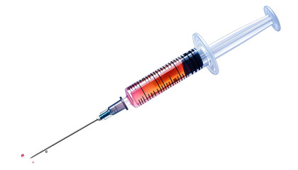 Fototapeta premium Syringe isolated on a transparent background, provided as a PNG file.