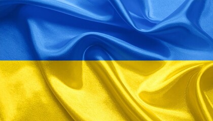 Wrinkled Ukrainian flag with blue and yellow bands, symbolizing national pride and agricultural heritage.