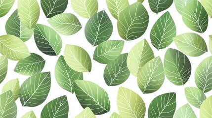 Green Leaf Pattern on White Background