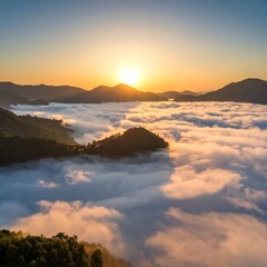 Obraz premium Mountain Sunrise, Cloudscape View