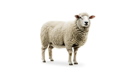 Obraz premium Single Sheep Isolated on White Background 