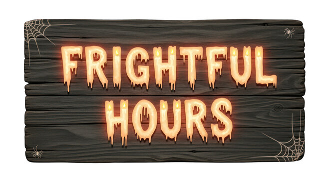 Frightful hours halloween sign on transparent background