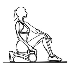 Kettlebell Squat Prep Line Art