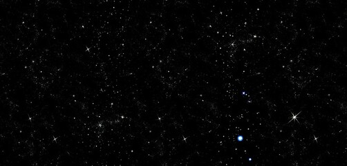 Obraz premium Seamless monochrome starry night sky vector pattern with sparkling stars, perfect for textile design, seamless, horizontal