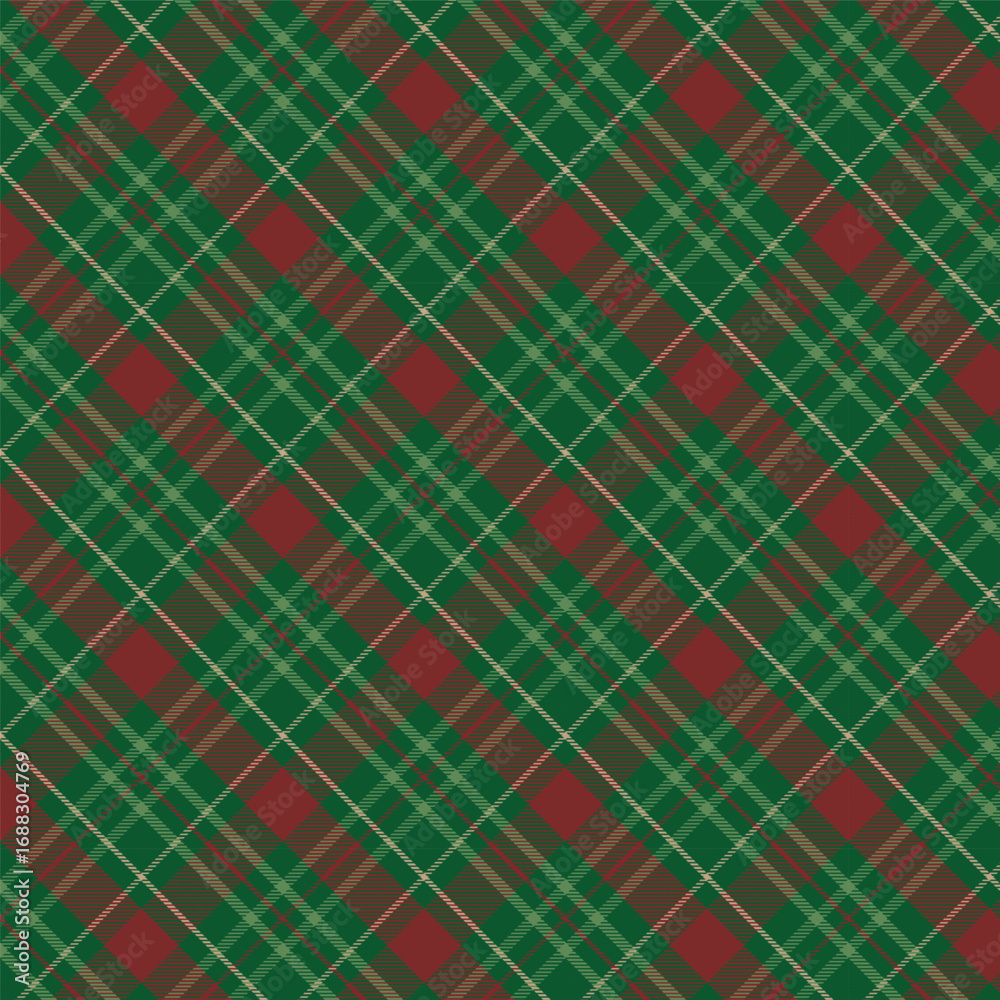 Canvas Prints plaid with twill weave repeat pattern in green and red.checkered tartan gingham seamless pattern for