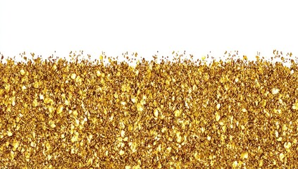 Gold glitter border on white background