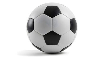 Fototapeta premium Classic Black and White Soccer Ball Isolated on Clean White Background with Subtle Shadow