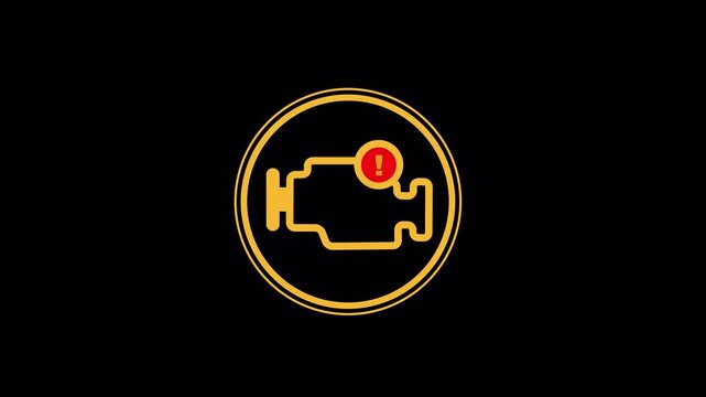 Maintenance Reminder &mdash; Flashing red circle icon and warning sign "!" & Check Engine, Loop No Connection, Alpha Channel