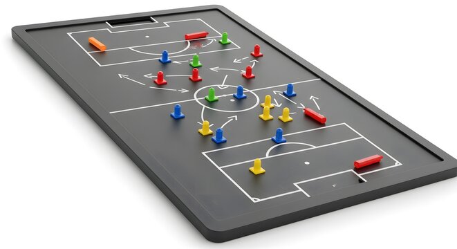 Magnetic Football Soccer Coaching Board for Tactical Game Strategy and Player Positioning, Isolated on White Background
