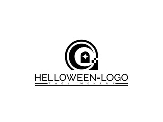Obraz premium Happy halloween logo. Halloween logo with abstract shape and star on white background geometric