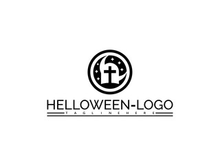 Obraz premium Happy halloween logo. Happy halloween logo. Halloween logo with tombstone and stars on white background grave cemetery