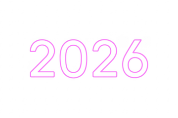 2026 pink neon sign on transparent background