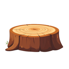 Detailed Pixel Art Brown Tree Stump with Visible Rings on White Background Isolated Illustration