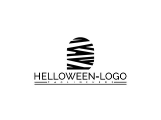 Happy halloween logo. Abstract oval logo resembling mummy wrappings and text HELOWEN- LOGO symbol icon