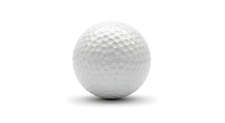 Pristine White Golf Ball Isolated on a Pure White Background with Subtle Shadow, Showcasing its Dimpled Texture for Sports and Leisure Concepts