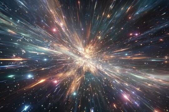Cosmic explosion radiating light streaks across space