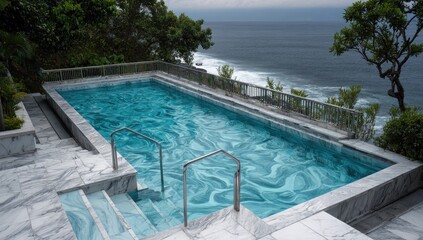 Coastal infinity pool, tranquil scene