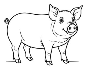 Cute black and white pig outline