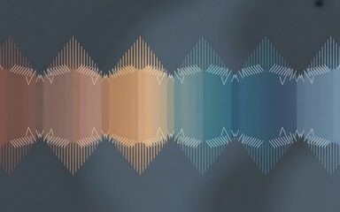 Abstract sound wave visualization with warm and cool color gradients and intricate line patterns