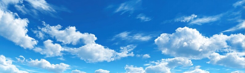 Obraz premium Wide shot of a vibrant blue sky dotted with fluffy white clouds (2)