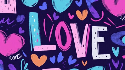 Colorful 'LOVE' Design with Hearts