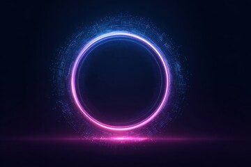 Circular neon glow, abstract tech background