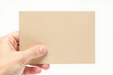 Obraz premium Craft Paper Square Card Mockup Business Card Branding Brown Textured Empty Paper. 3d rendering.