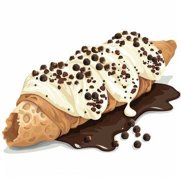 cannoli dessert with cream and chocolate clip art preview