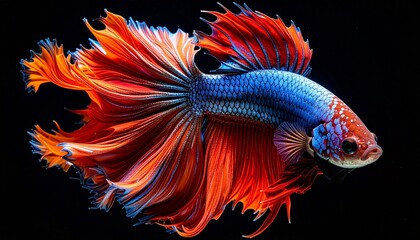 Fototapeta premium Fighting fish, Halfmoon betta fish, siamese fighting fish, Capture moving of fish