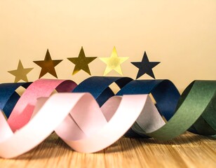 Colorful ribbons with stars